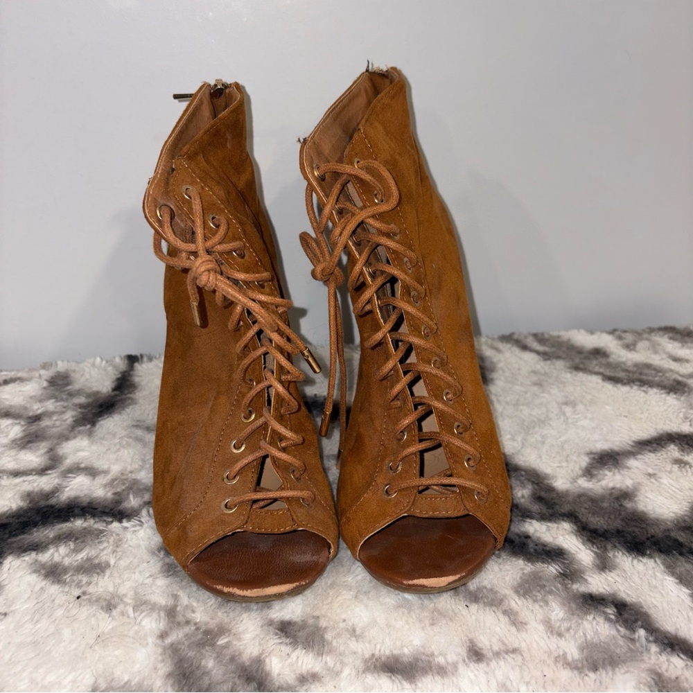 Brown Lace-Up Ankle Boots
